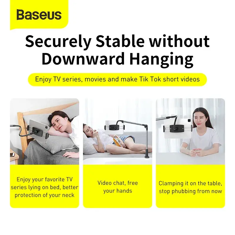 Baseus Rotary Adjustment Lazy Holder Universal Desktop Bedside Stand for iPad Mobile Phone 4.7-12.9 inches Desktop Phone Holder